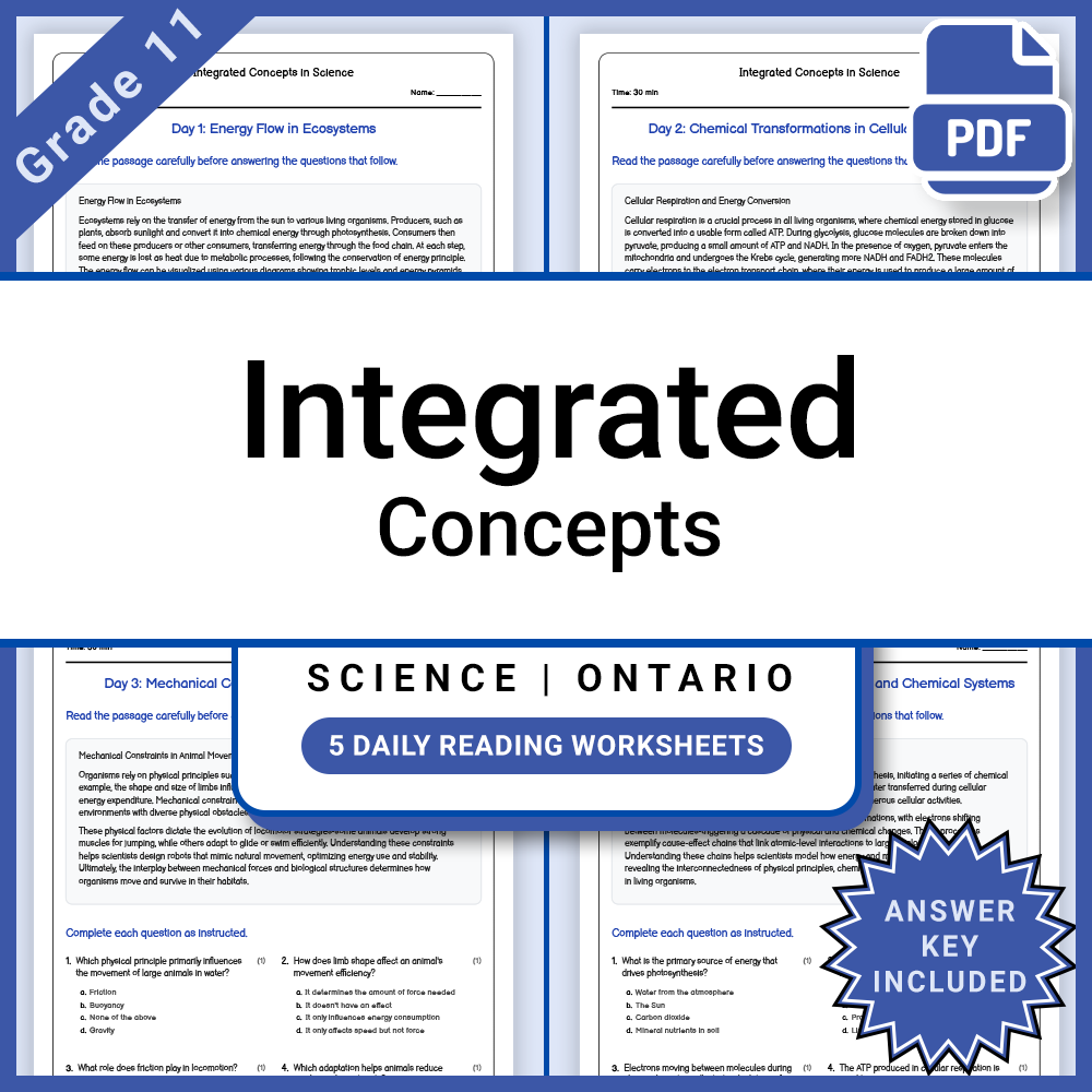 Grade 11 Science Lesson Bundle: Comprehensive Ontario Curriculum Resources — included worksheet 12