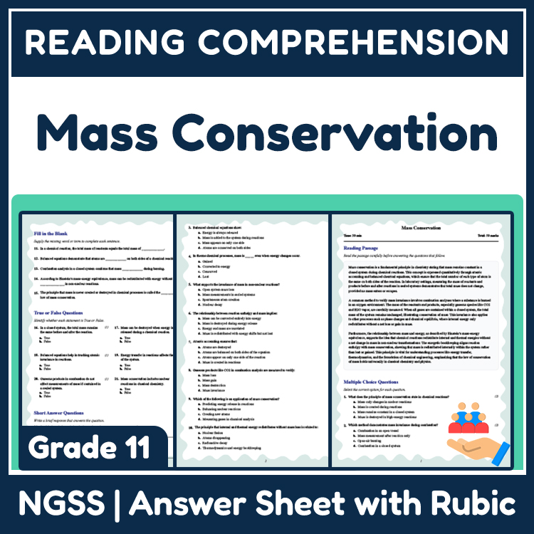 Grade 11 Science reading worksheets worksheet — 11th Grade Science | Mass Conservation Reading Worksheet & Answer Key (PDF…