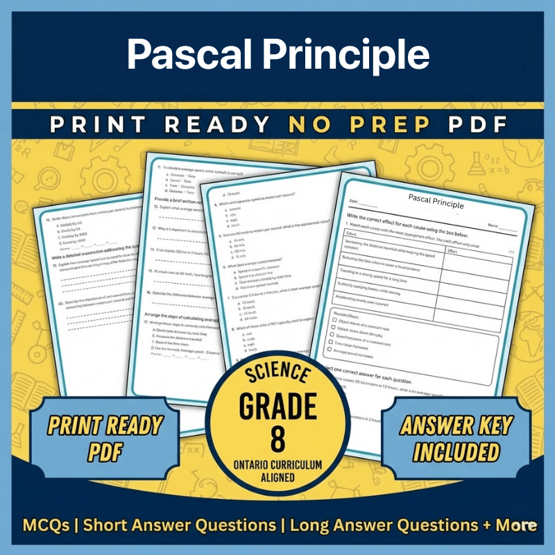 Grade 8 Science – Pascal's Principle Worksheet (Ontario | PDF)