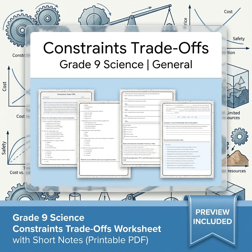Grade 9 Engineering Design Science Lesson Bundle: General Framework — included worksheet 6