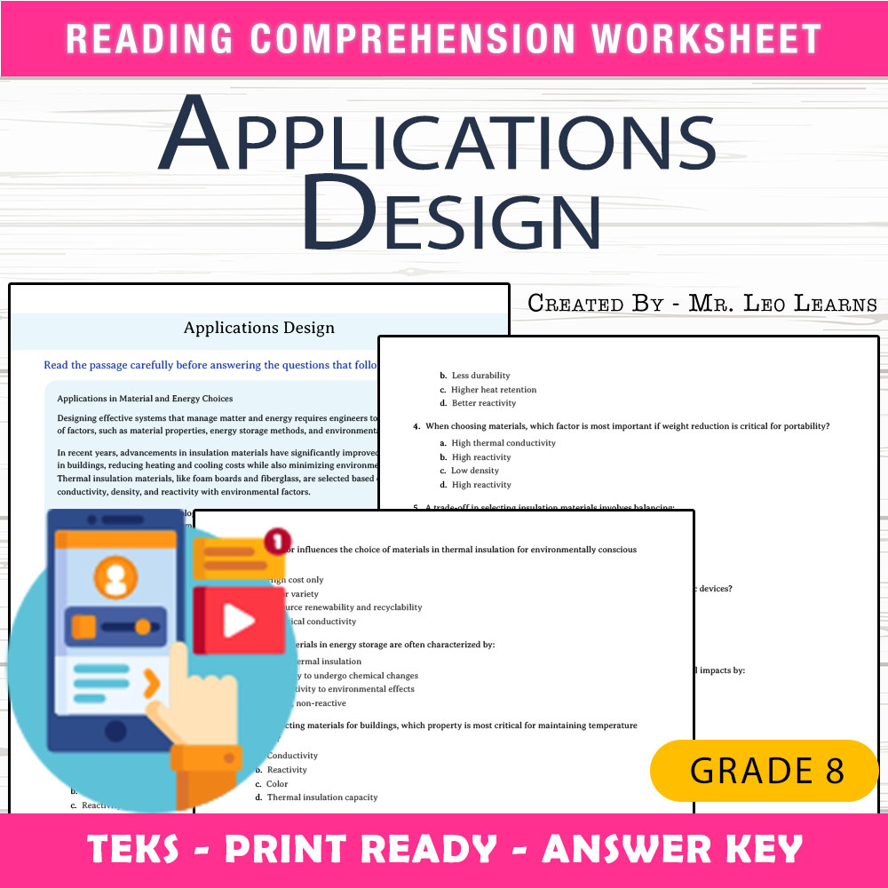 Grade 8 Science worksheet worksheet — Grade 8 Science – Applications Design Worksheet for Mastering Energy & Matter | PDF…