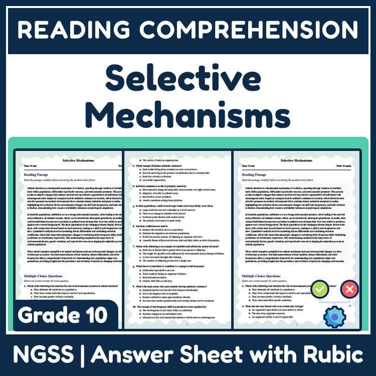 Grade 10 Science reading worksheets worksheet — 10th Grade Science | Selective Mechanisms Reading Worksheet (PDF + Rubric)…