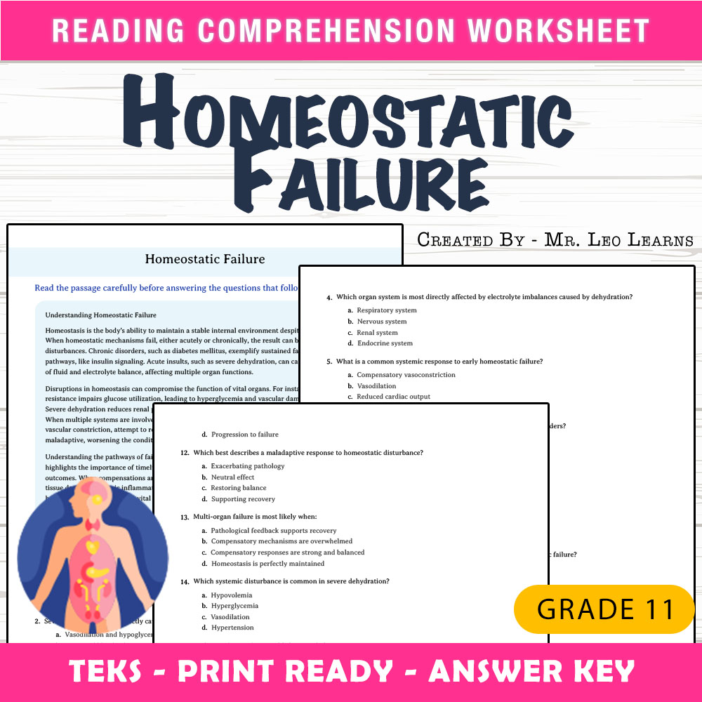 Grade 11 Science worksheet worksheet — Grade 11 Science – Homeostatic Failure Worksheet for Mastery — page 1