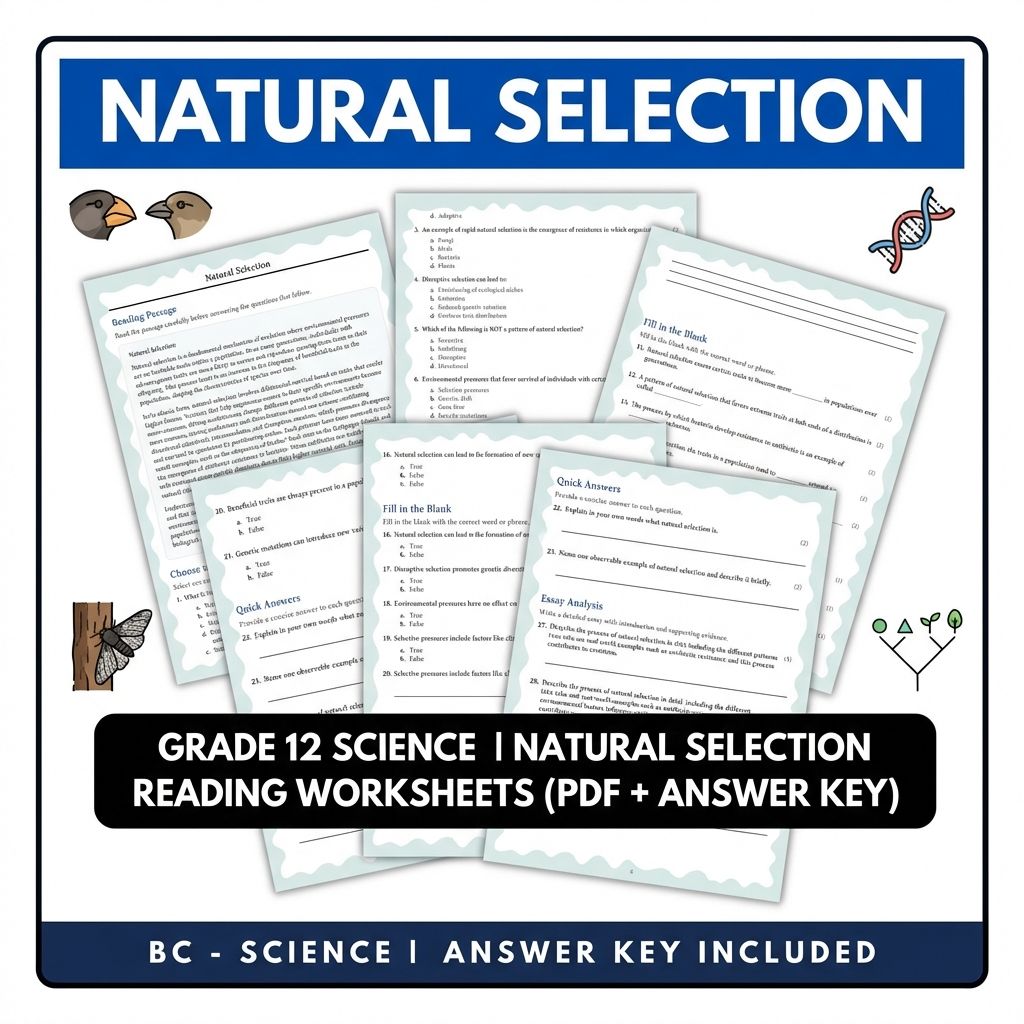 Grade 12 Science | Natural Selection Reading Worksheets (PDF + Answer Key)