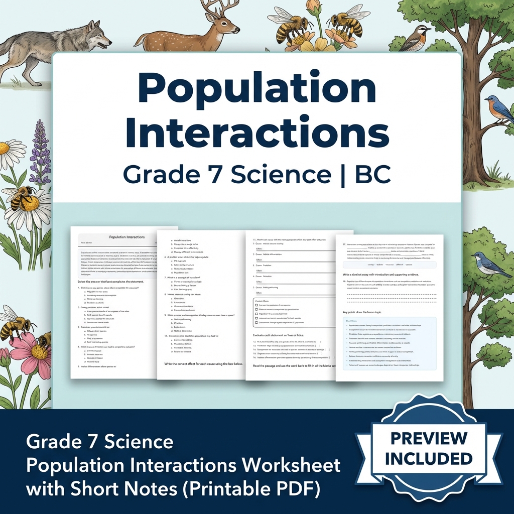 Grade 7 Science Full Year Bundle Ecosystems, Cells & Earth Processes Worksheets — included worksheet 44