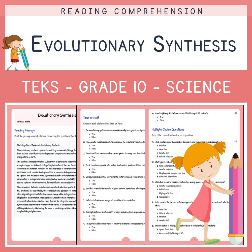 Grade 10 Science worksheet elena worksheet — Grade 10 Science | Evolutionary Synthesis Worksheet | TEKS-Aligned — page 1