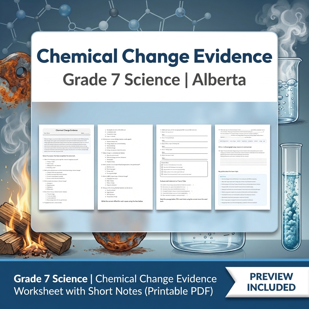 Grade 7 Science | Matter & Chemical Change UNIT Worksheet Bundle  — included worksheet 15