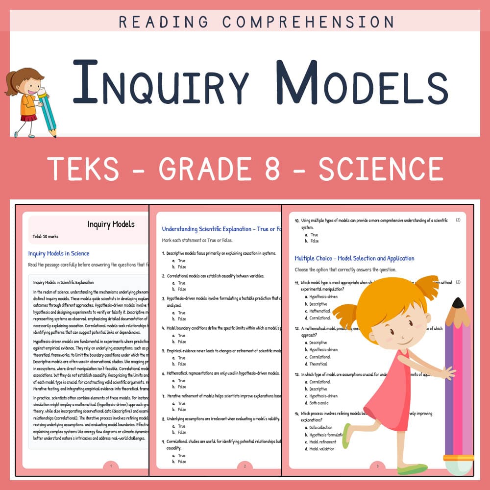 Grade 8 Science worksheet elena worksheet — Grade 8 Science | Inquiry Models Worksheet Elena | TEKS-Aligned — page 1
