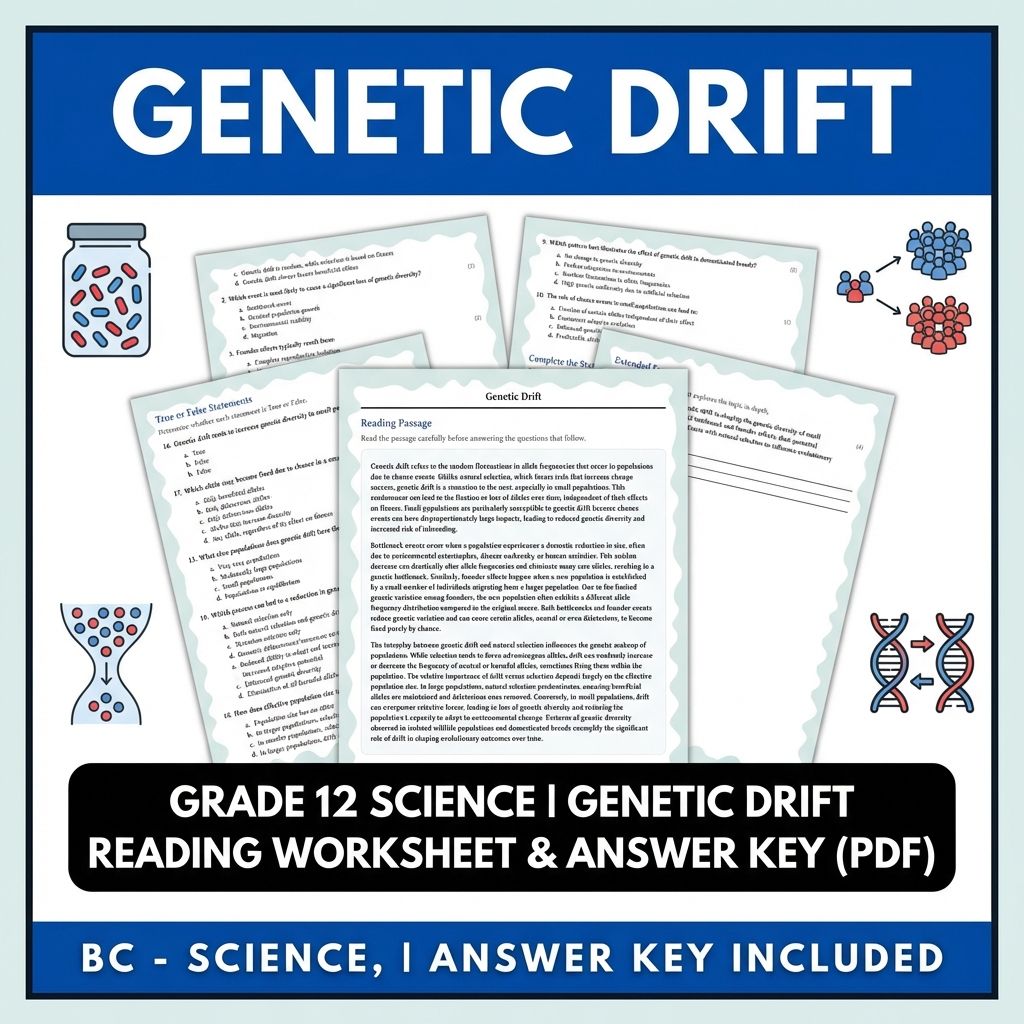 Grade 12 Science | Genetic Drift Reading Worksheet & Answer Key (PDF)