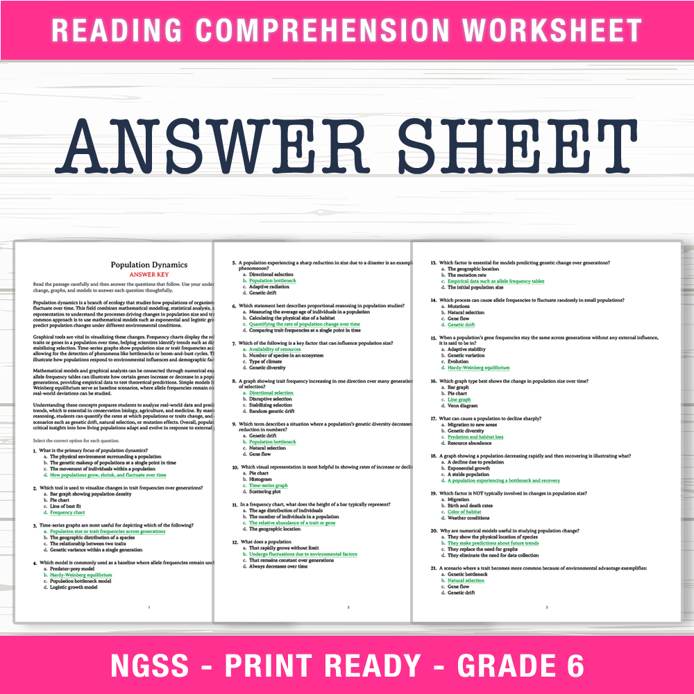 Grade 6 Science worksheet worksheet — 6th Grade Science | Population Dynamics Worksheet (PDF + Answer Key) — page 2