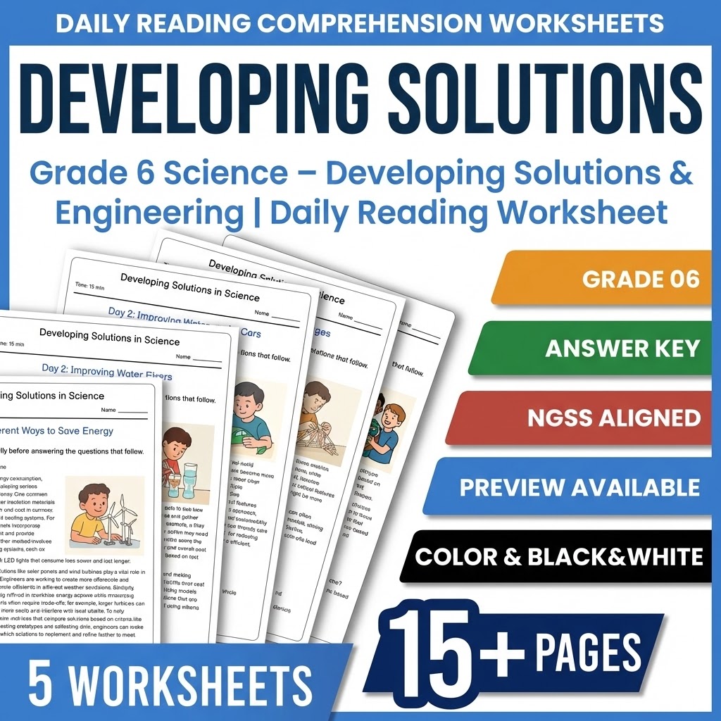 Grade 6 Science daily reading worksheet — Grade 6 Science – Developing Solutions & Engineering | Daily Reading Worksheet