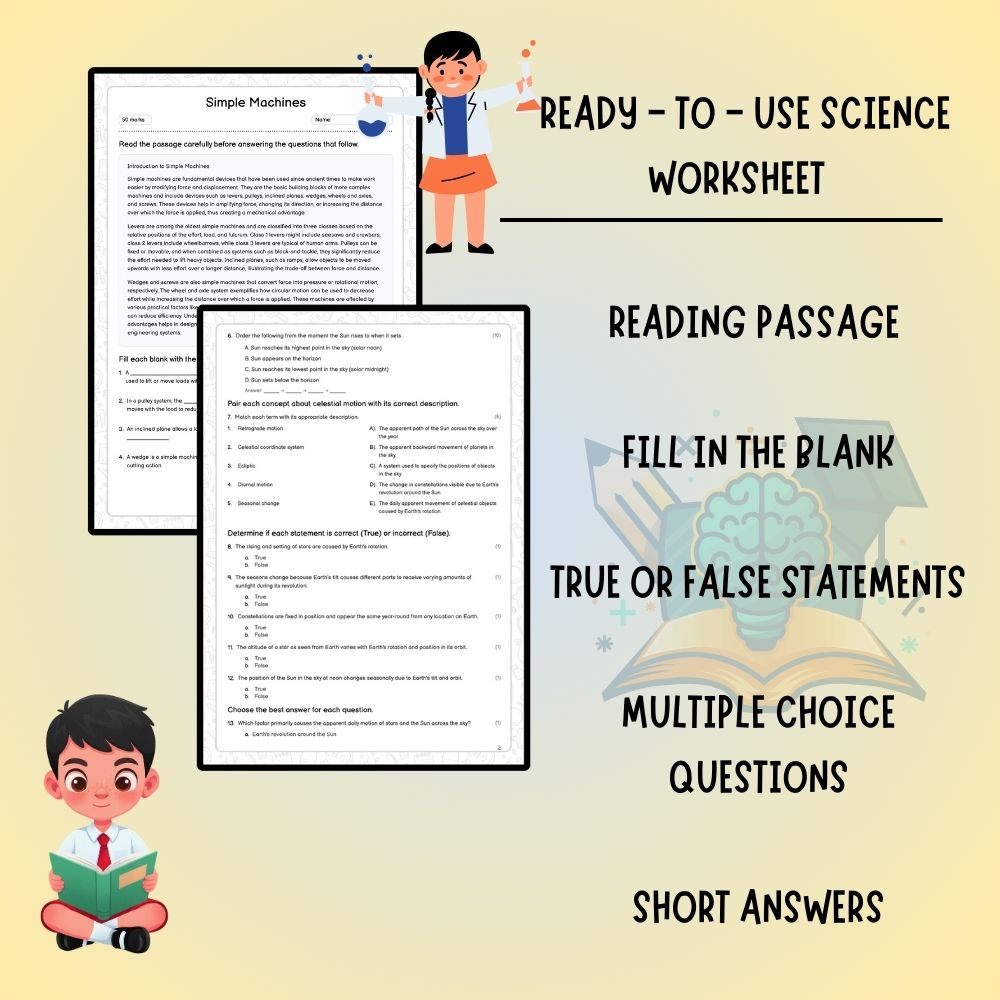 Grade 9 Science worksheet worksheet — Grade 9 Science | Simple Machines Worksheet (Ontario Standard) – Practice & Assessme…