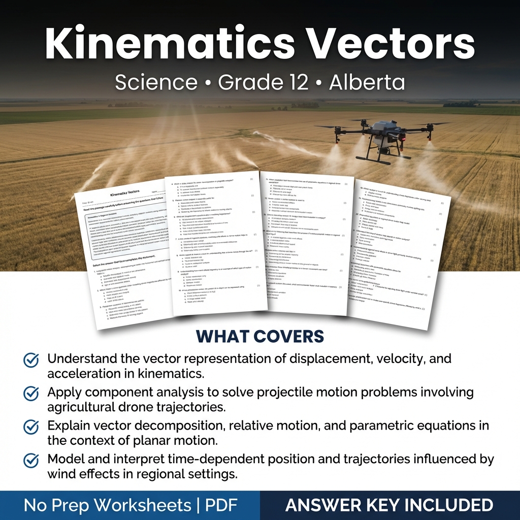 Kinematics Vectors Worksheet | Grade 12 Science | Alberta Standards