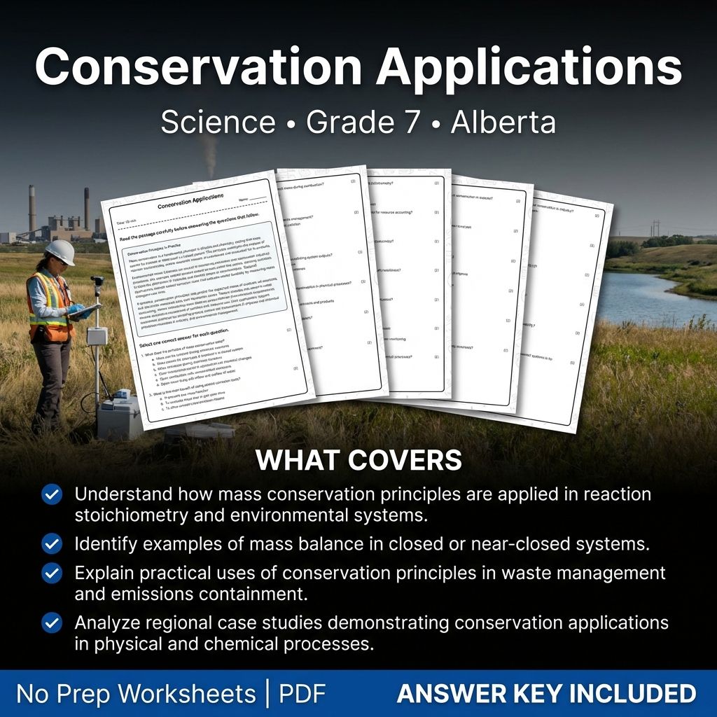 Grade 7 Science Worksheet on Conservation Applications | Alberta Standards