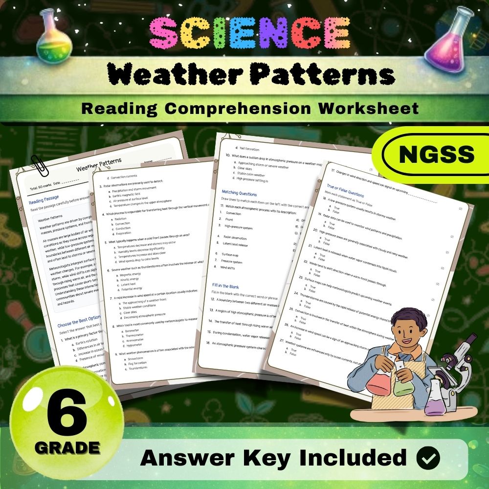 Grade 6 Science | Weather, Water Cycle & Earth Systems NGSS Unit Bundle (PDF) — included worksheet 4