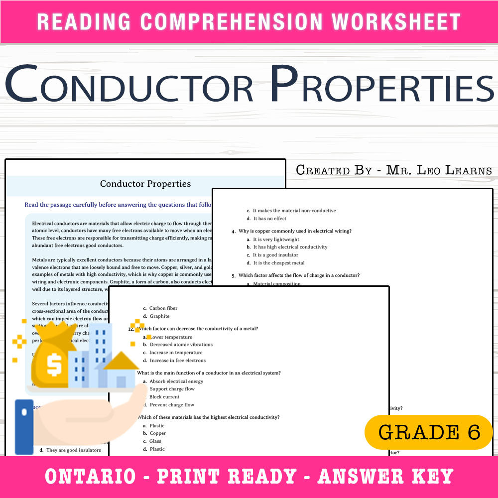 Grade 6 Science worksheet worksheet — Grade 6 Science – Conductors Properties Worksheet for Mastery — page 1