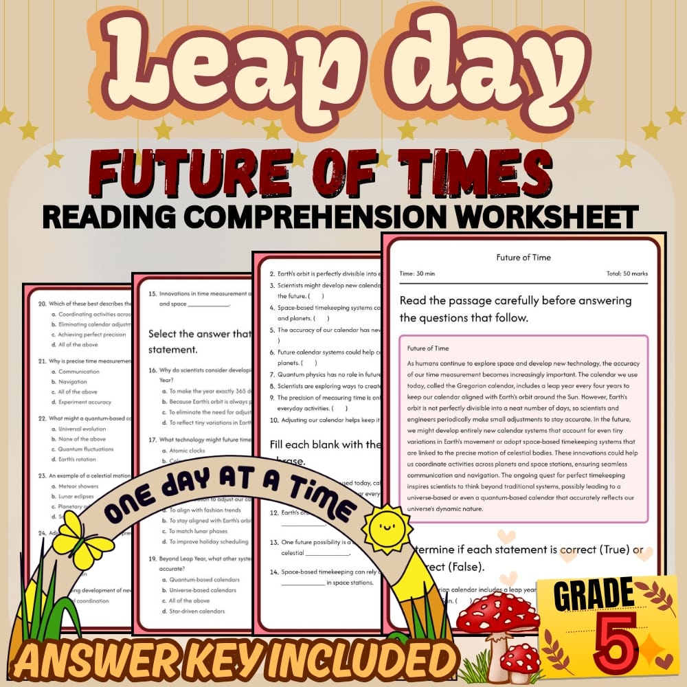 Grade 5 Holiday Worksheets Bundle | Leap Day Math & Cultural Activities — included worksheet 4