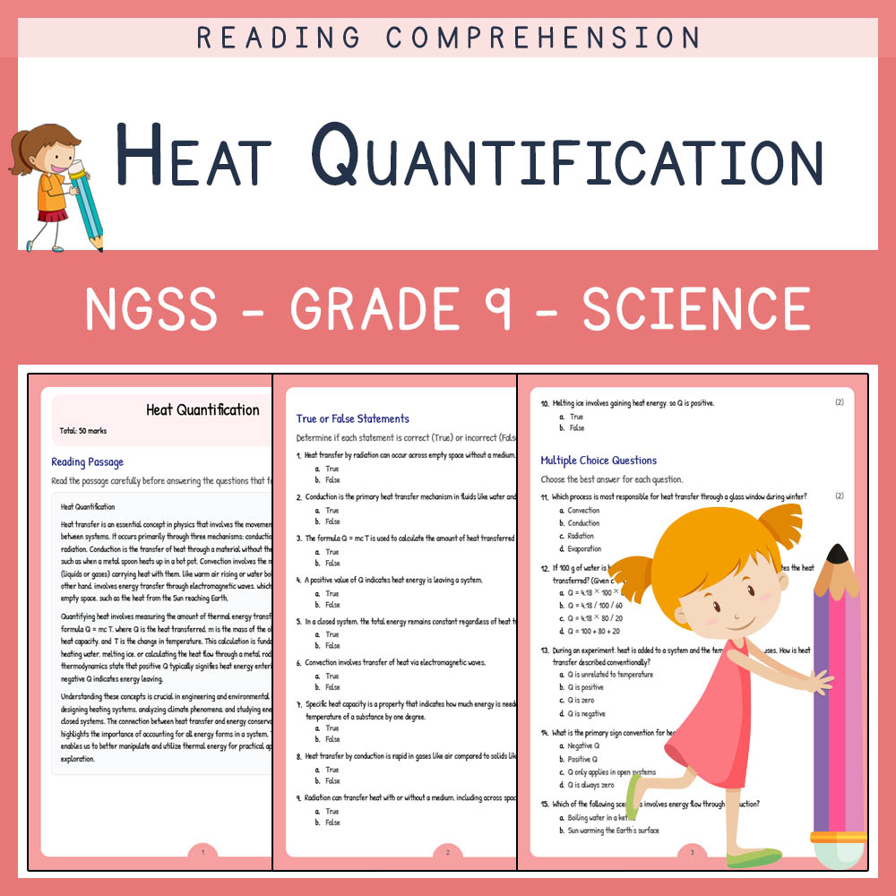 Grade 9 Science worksheet worksheet — Grade 9 Science | Heat Quantification Worksheet PDF with Answer Key (NGSS Aligned) —…