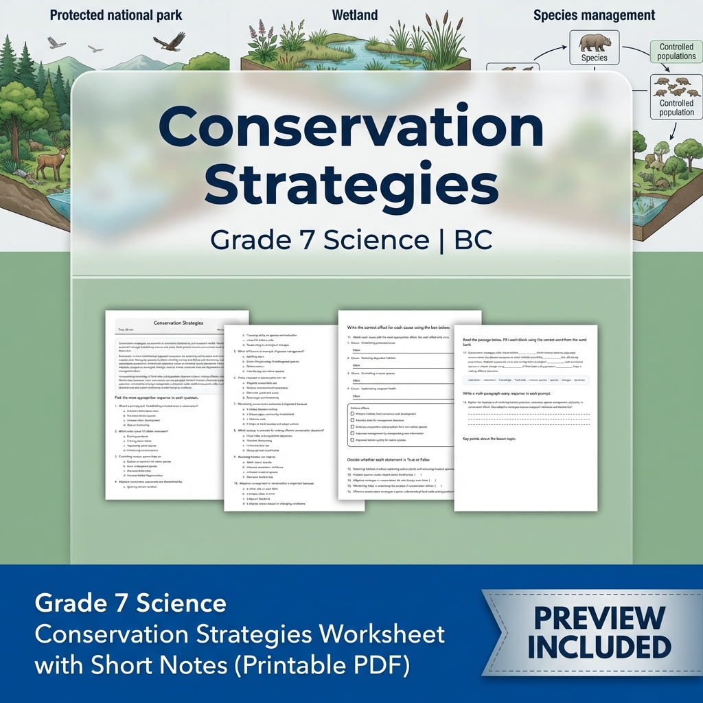 Grade 7 Science Full Year Bundle Ecosystems, Cells & Earth Processes Worksheets — included worksheet 47
