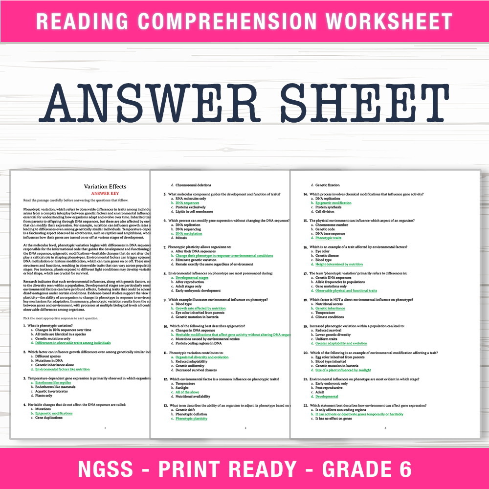 Grade 6 Science worksheet worksheet — 6th Grade Science | Variation Effects Worksheet (PDF + Answer Key) — page 2