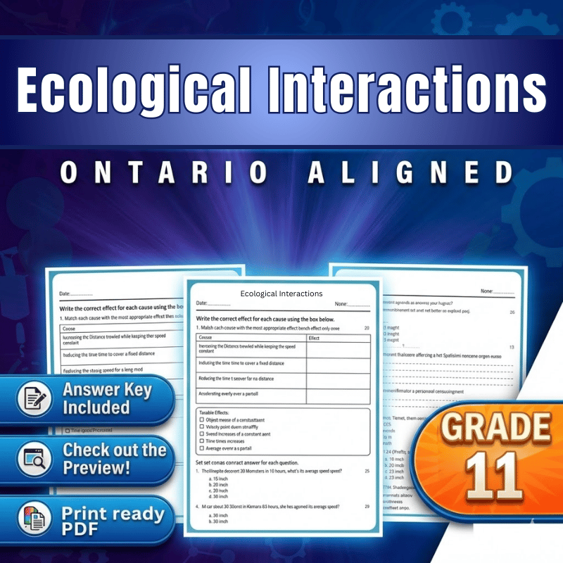 Grade 11 Science – Ecological Interactions Worksheet (Ontario Standards) (PDF)