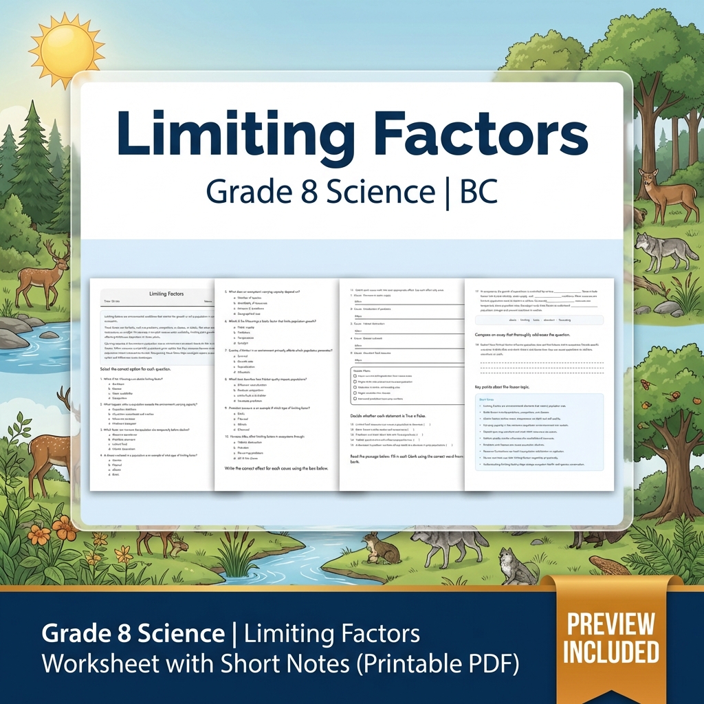 Grade 8 Science Lesson Bundle | Ecosystems, Biodiversity & Environmental Impacts — included worksheet 13