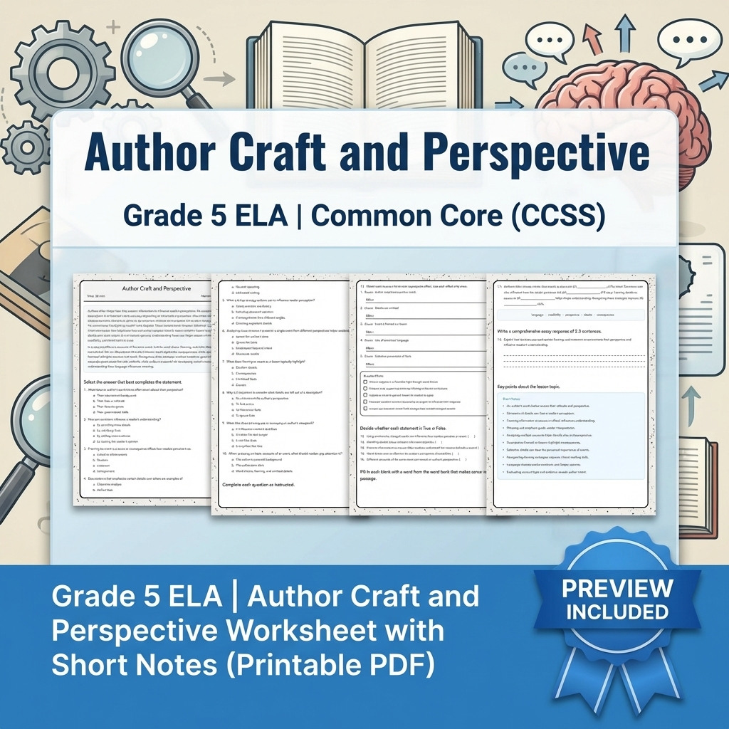 Grade 5 Reading & Text Evidence ELA Lesson Bundle | Common Core (CCSS) — included worksheet 9