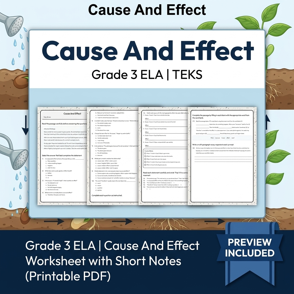 Grade 3 ELA Writing, Reading, and Research Skills Full-Year Bundle TEKS — included worksheet 39