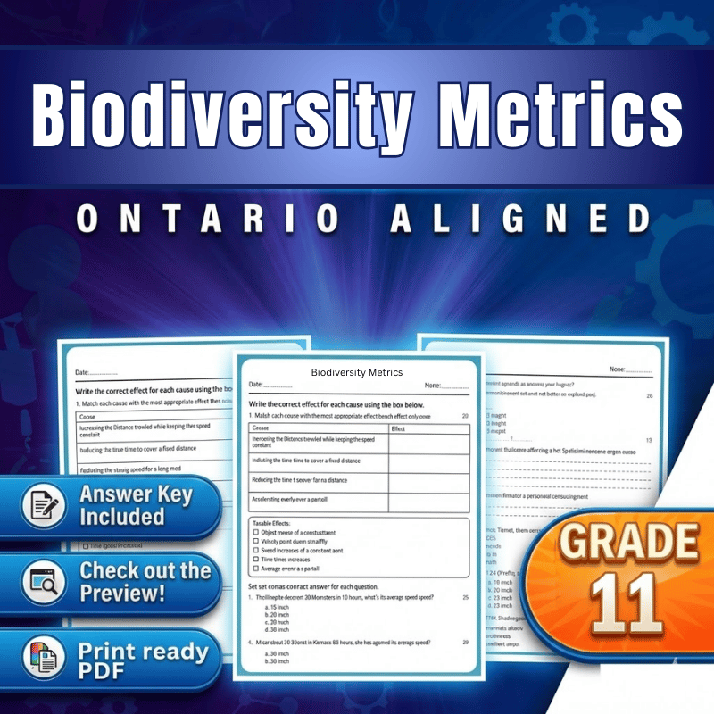 Grade 11 Science | Biodiversity Metrics Worksheet (Ontario) – PDF