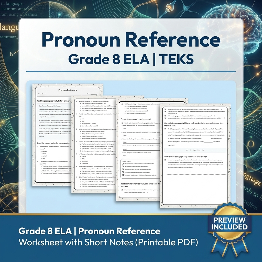 Grade 8 Precision Grammar & Voice ELA Lesson Bundle TEKS Resource — included worksheet 10