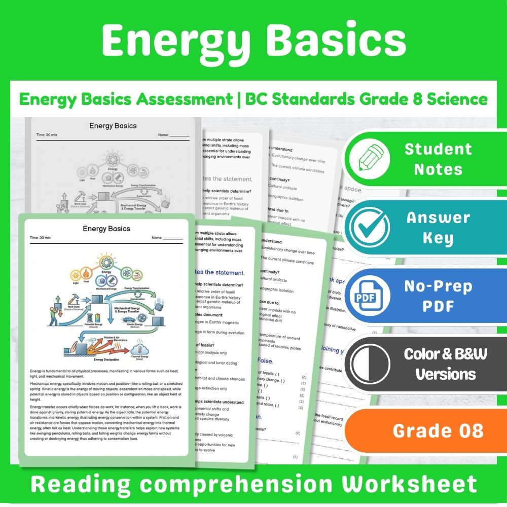 Grade 8 Science Assessment – Motion & Forces Standards-Aligned Mini Bundle — included worksheet 15