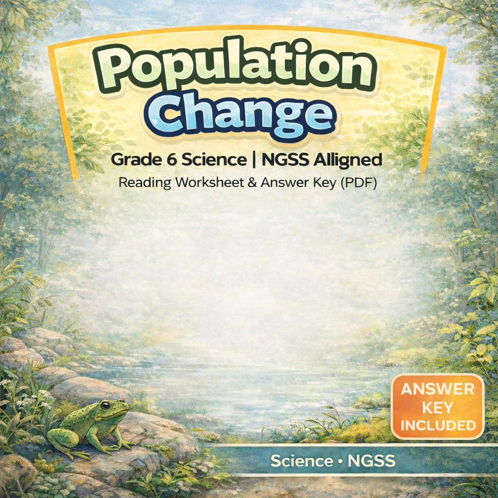 6th Grade Science | Population Change | NGSS Worksheet & Answer Key