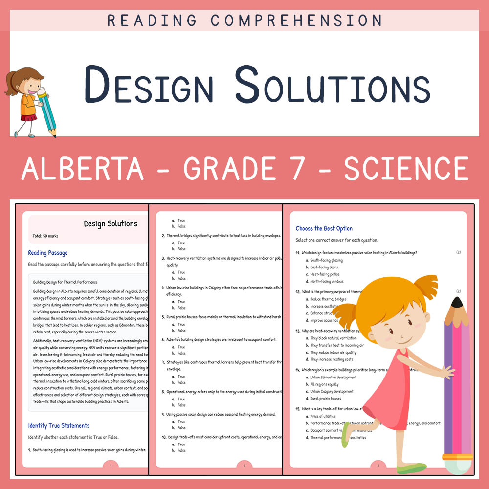 Grade 7 Science worksheet elena worksheet — Grade 7 Science | Design Solutions Worksheet | Alberta Standards — page 1