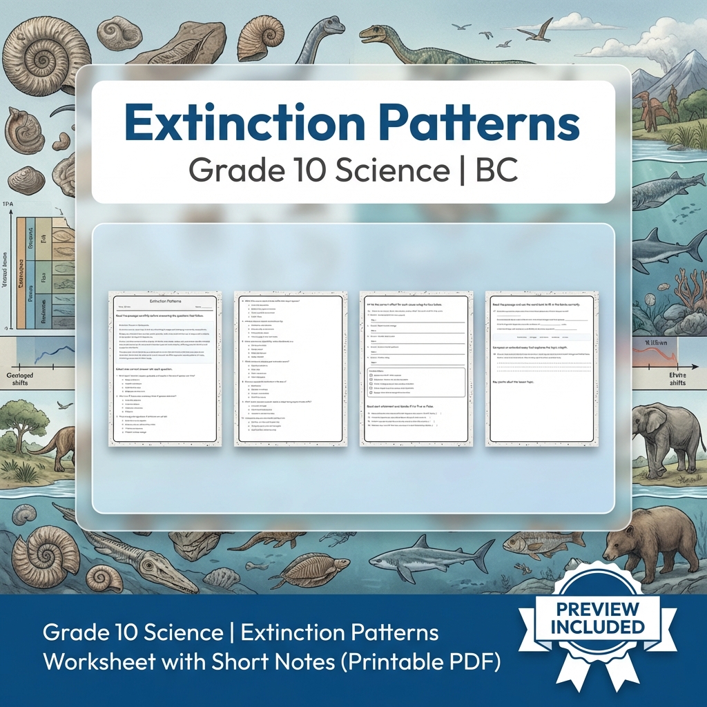 Grade 10 Science | BC Framework Lesson Group Worksheet Pack — included worksheet 14