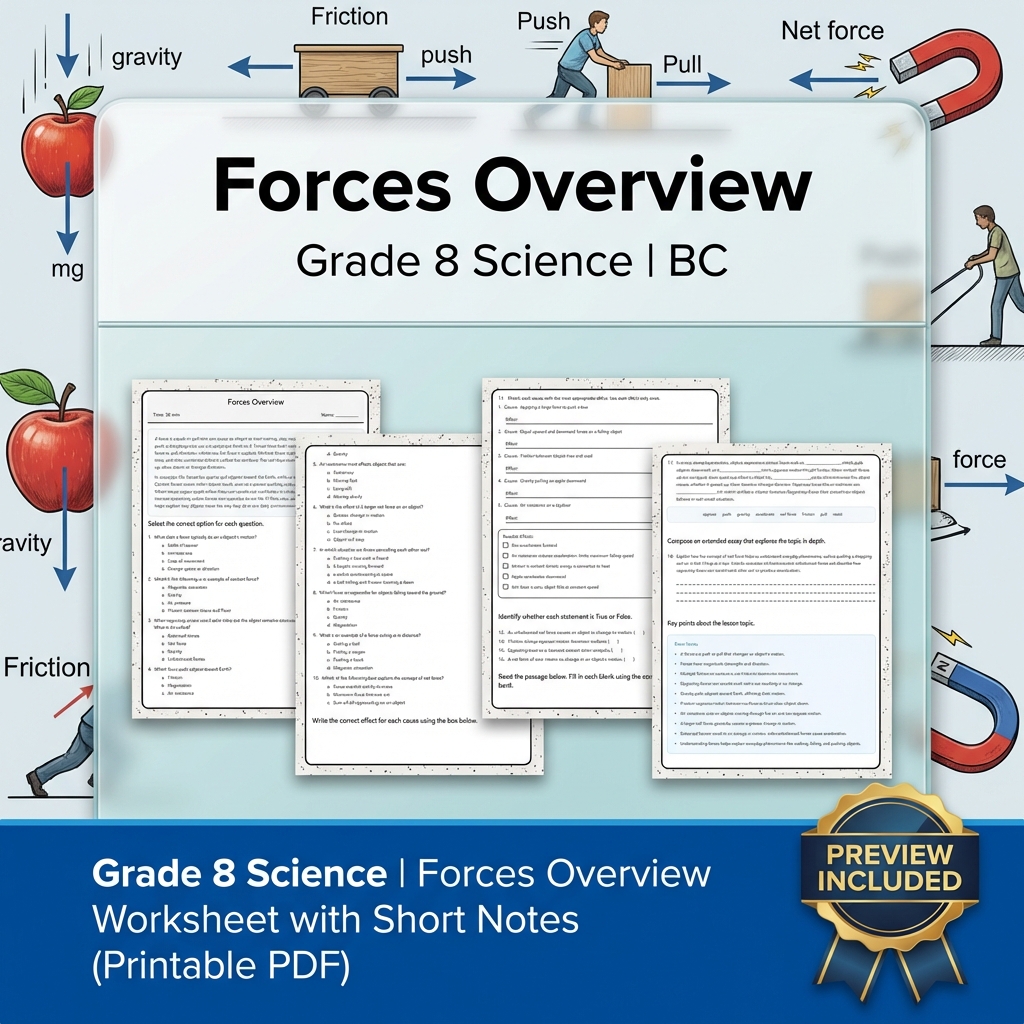 Grade 8 Science Lesson Bundle | BC Framework & Key Concepts Worksheet Pack — included worksheet 11