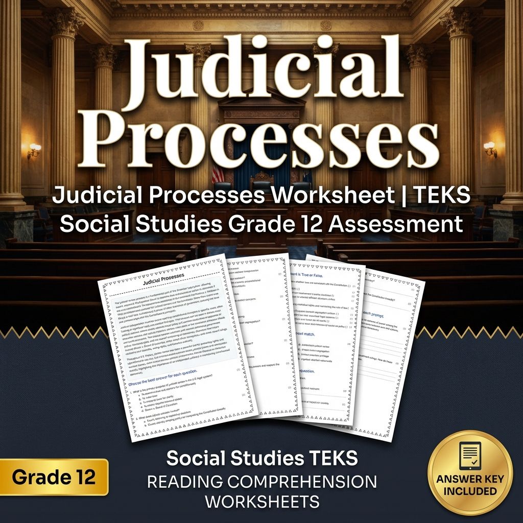 Judicial Processes Worksheet | TEKS Social Studies Grade 12 Assessment