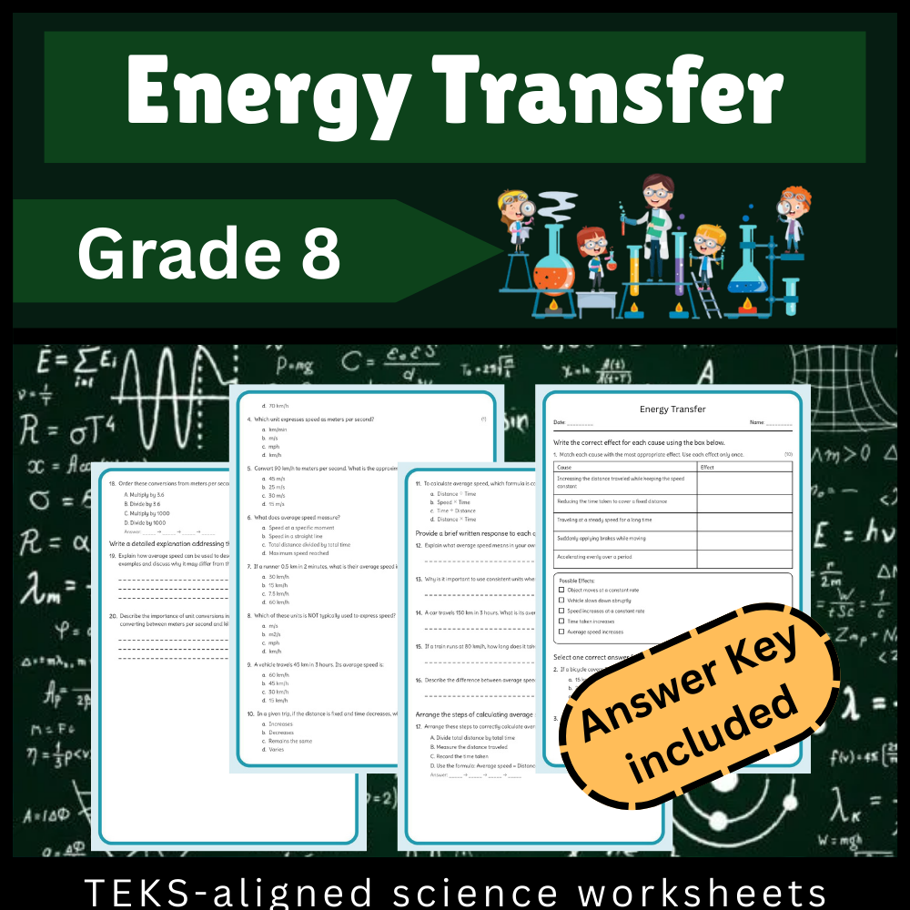 Grade 8 Science Worksheet Bundle | Ecosystems, Matter, Motion & More (TEKS Aligned) — included worksheet 44