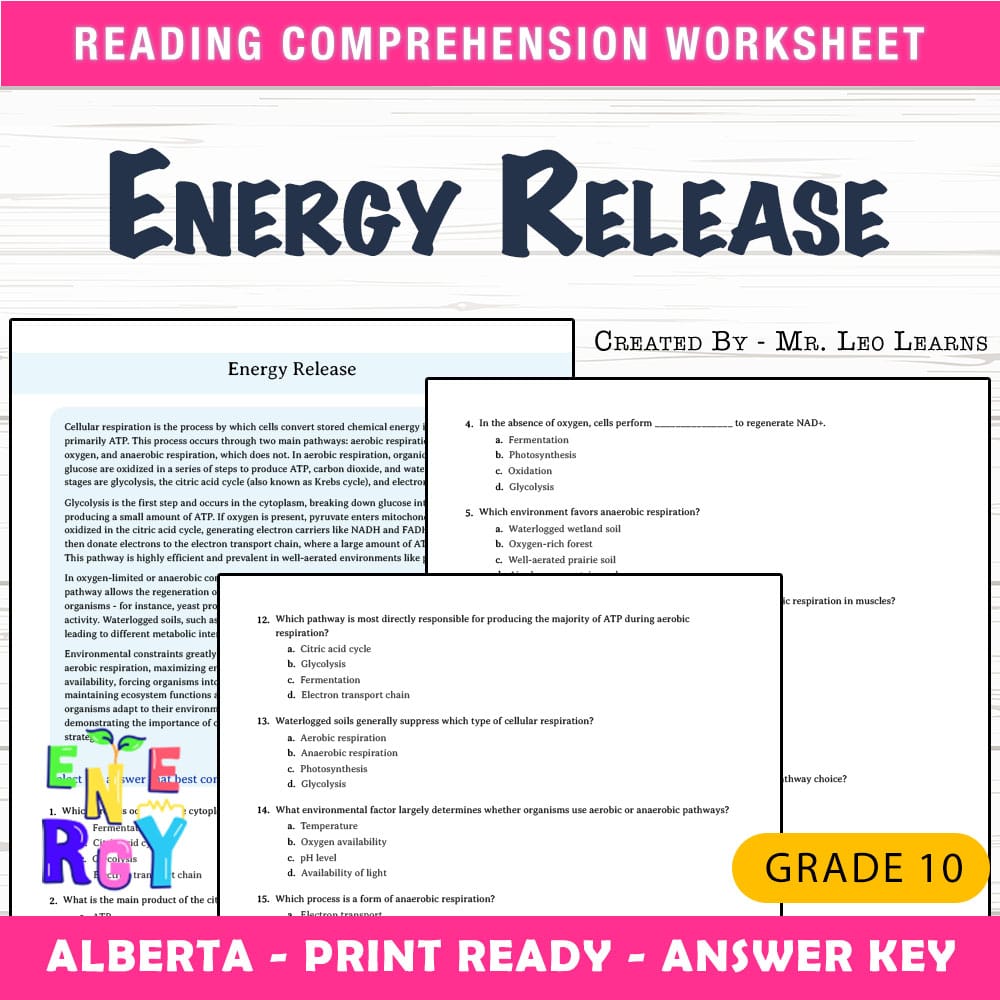 Grade 10 Science worksheet mcq paper worksheet — Grade 10 Science — Worksheet MCQ Paper for Mastering Energy Release — page 1