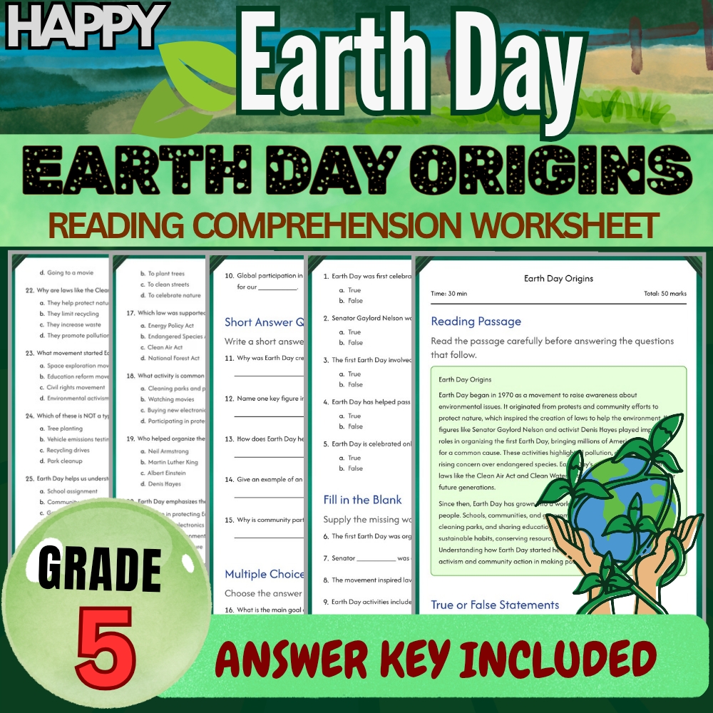Grade 5 Seasonal Science Unit Bundle | Earth Day & Climate Change Worksheets — included worksheet 5