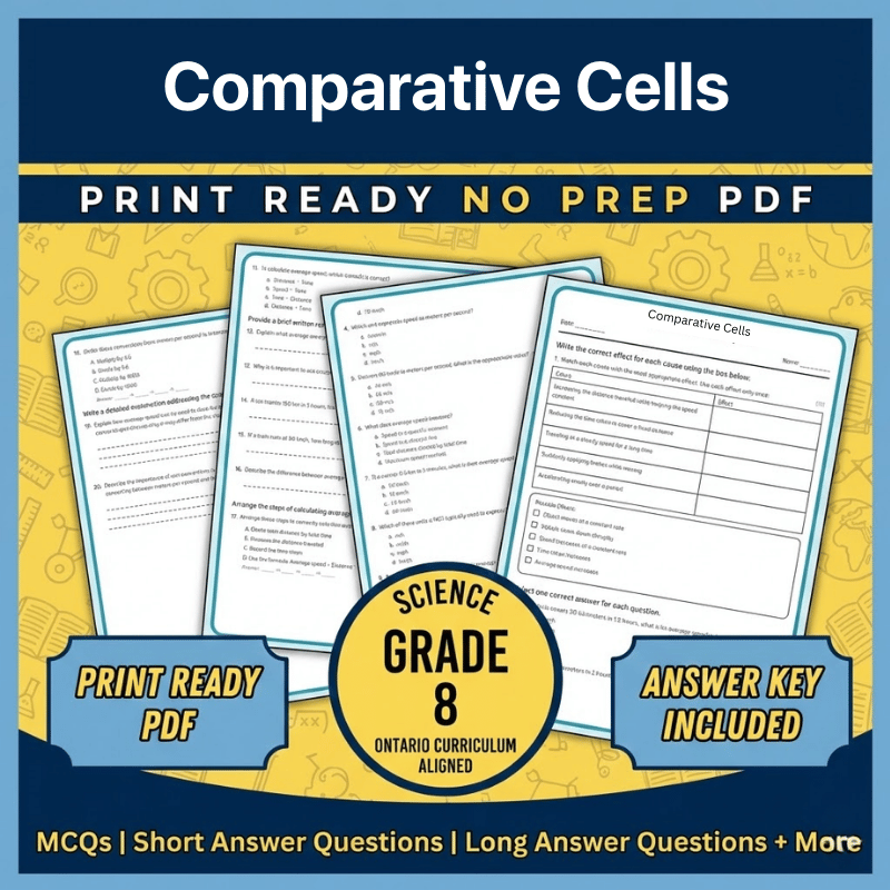 Grade 8 Science | Comparative Cells Worksheet (Ontario) – Science 1 (PDF)