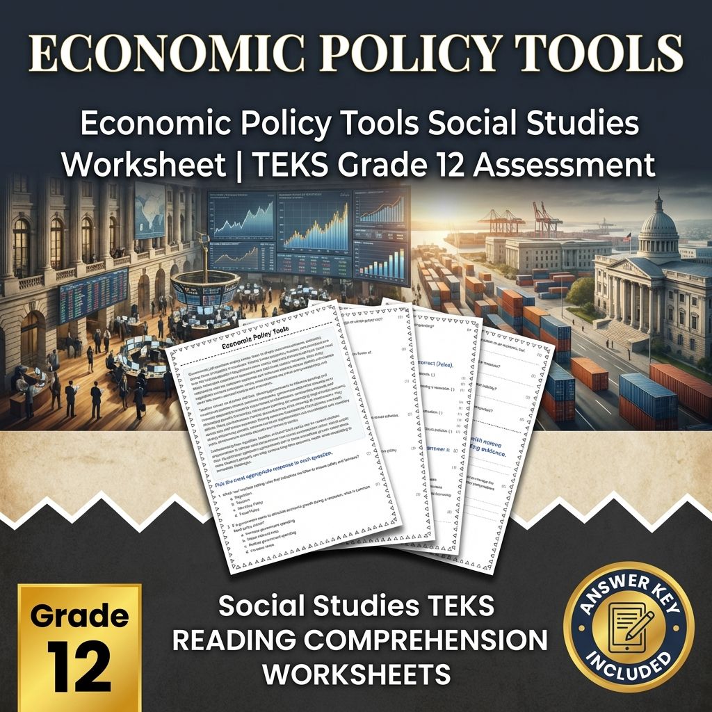 Economic Policy Tools Social Studies Worksheet | TEKS Grade 12 Assessment