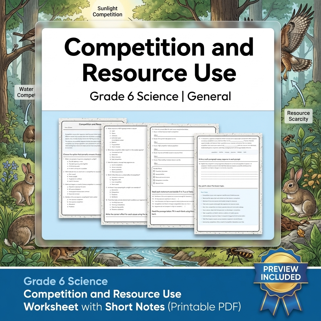 Grade 6 Science Lesson Group | Body Systems and Life Processes Worksheet Bundle — included worksheet 6