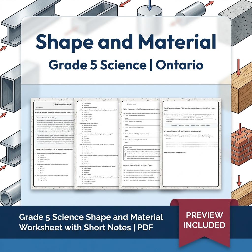 Grade 5 Science Lesson Group Bundle | Ontario Mechanical Structures & Forces — included worksheet 8