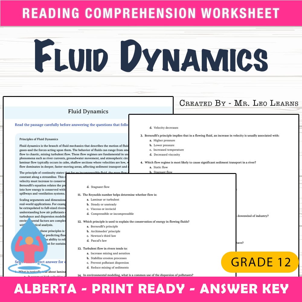 Grade 12 Science worksheet mcq paper worksheet — Grade 12 Science — Worksheet MCQ Paper for Mastering Fluid Dynamics — page 1
