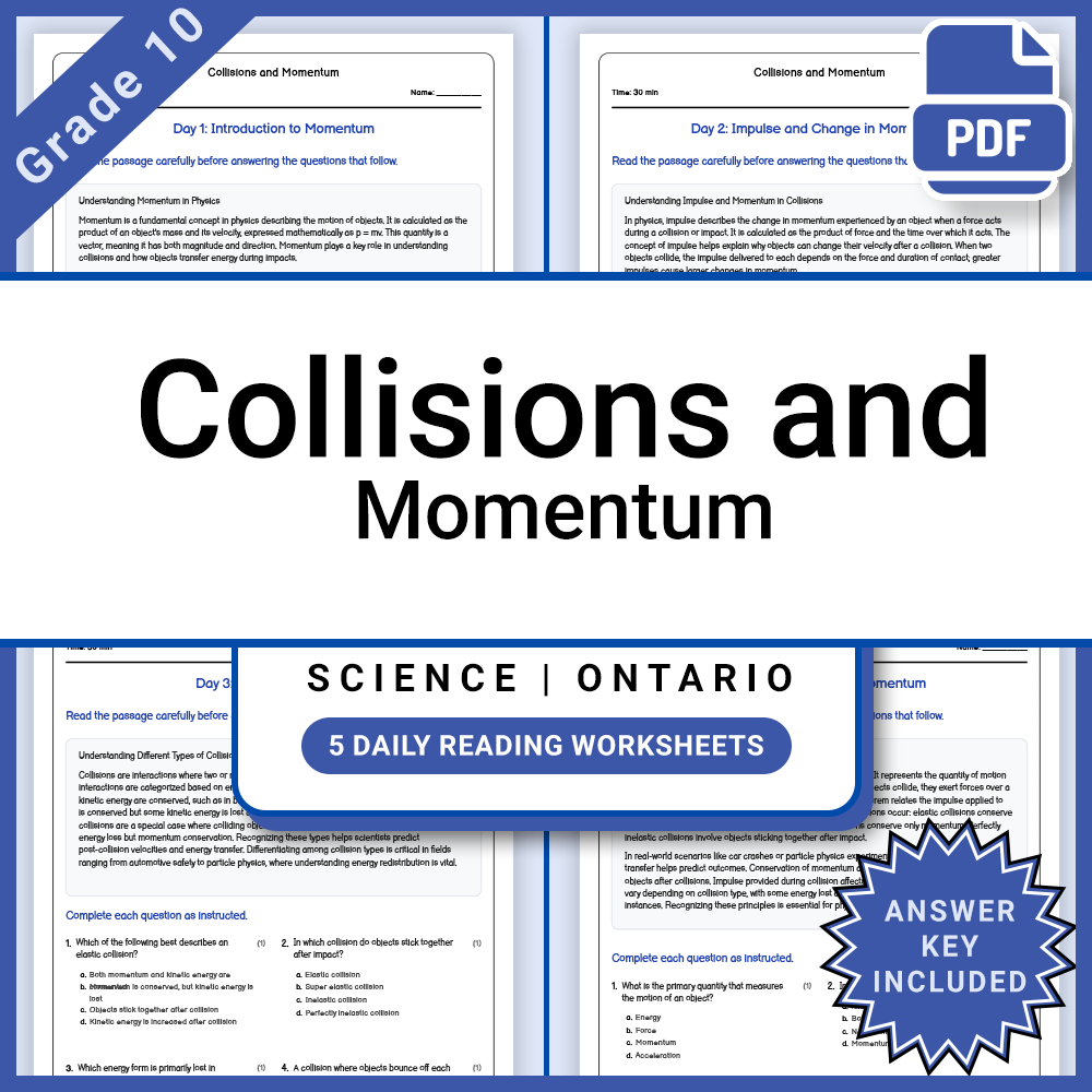 Grade 10 Science Lesson Bundle | Physics and Motion Ontario Framework — included worksheet 9