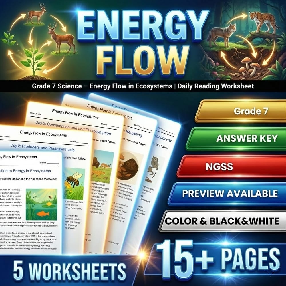 Ecosystems Grade 7 Science Daily Reading Worksheets Bundle | NGSS — included worksheet 4