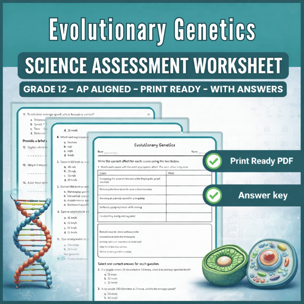 Grade 12 Science | Evolutionary Genetics Worksheet (AP Standards) (PDF)