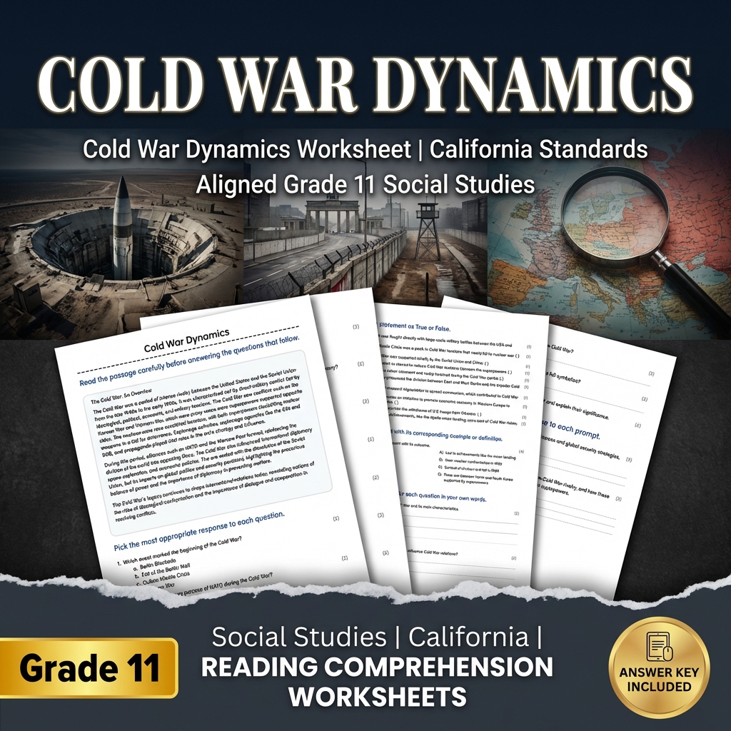 Cold War Dynamics Worksheet | California Aligned Grade 11 Social Studies
