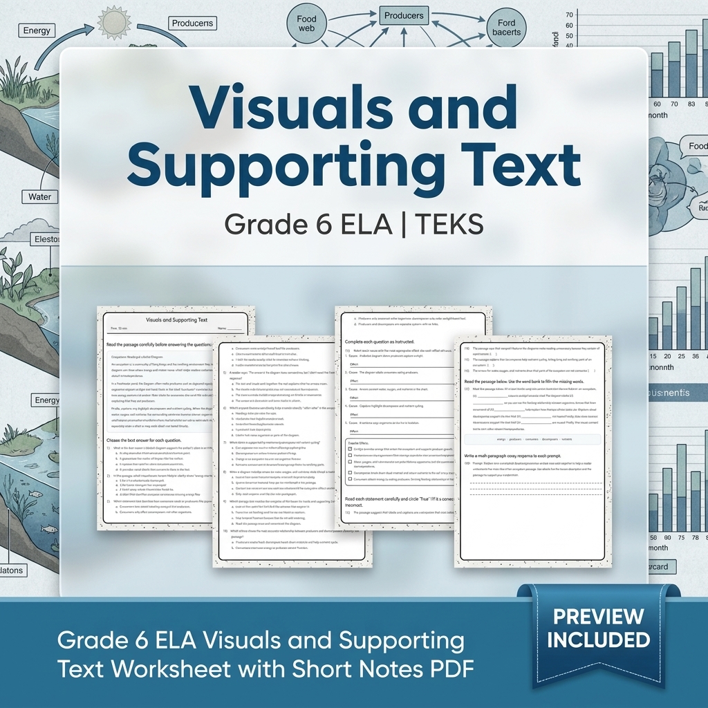 Grade 6 Evidence-Based Text Analysis ELA Full-Year Bundle (TEKS) Worksheets — included worksheet 26
