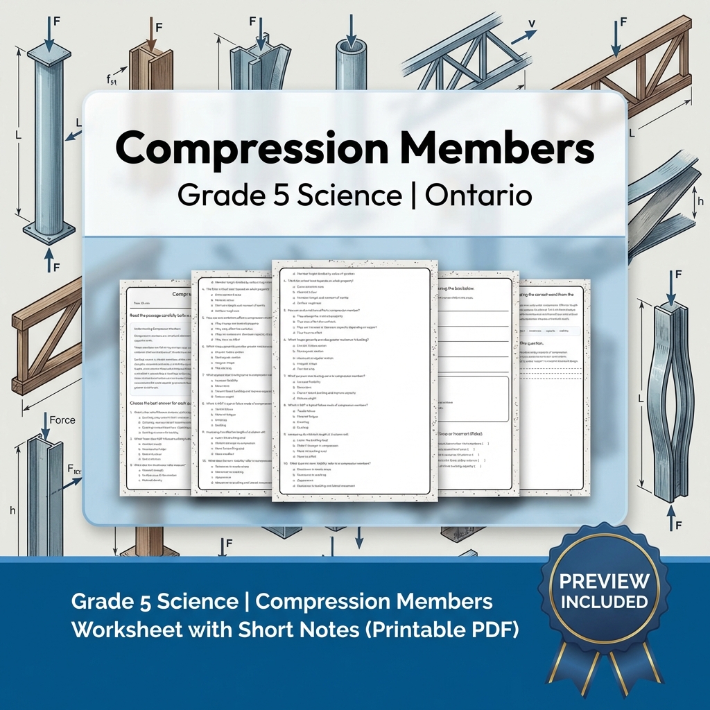 Grade 5 Science Lesson Group Bundle | Ontario Mechanical Structures & Forces — included worksheet 9